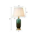GobekUsa Minimalist White Tapered Table Lamp - Fabric Nightstand Light with Ombre Ceramic Base