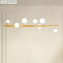 GobekUsa Minimalist Wood Island Pendant Light with Opal Glass Balls - perfect for Restaurants