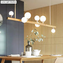GobekUsa Minimalist Wood Island Pendant Light with Opal Glass Balls - perfect for Restaurants