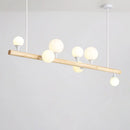 GobekUsa Minimalist Wood Island Pendant Light with Opal Glass Balls - perfect for Restaurants