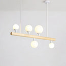 GobekUsa Minimalist Wood Island Pendant Light with Opal Glass Balls - perfect for Restaurants