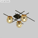 GobekUsa Minimalistic 3-Head Semi-Flush Ceiling Light with Clear/Smoke Gray Glass for Bedroom