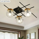 GobekUsa Minimalistic 3-Head Semi-Flush Ceiling Light with Clear/Smoke Gray Glass for Bedroom