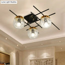 GobekUsa Minimalistic 3-Head Semi-Flush Ceiling Light with Clear/Smoke Gray Glass for Bedroom