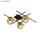GobekUsa Minimalistic 3-Head Semi-Flush Ceiling Light with Clear/Smoke Gray Glass for Bedroom