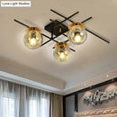 GobekUsa Minimalistic 3-Head Semi-Flush Ceiling Light with Clear/Smoke Gray Glass for Bedroom