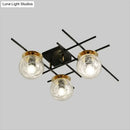 GobekUsa Minimalistic 3-Head Semi-Flush Ceiling Light with Clear/Smoke Gray Glass for Bedroom