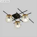 GobekUsa Minimalistic 3-Head Semi-Flush Ceiling Light with Clear/Smoke Gray Glass for Bedroom