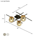 GobekUsa Minimalistic 3-Head Semi-Flush Ceiling Light with Clear/Smoke Gray Glass for Bedroom