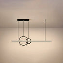 GobekUsa Minimalistic Acrylic LED Suspension Light for Dining Room - Linear and Ring Island Lamp in Black