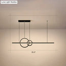 GobekUsa Minimalistic Acrylic LED Suspension Light for Dining Room - Linear and Ring Island Lamp in Black