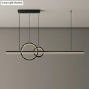 GobekUsa Minimalistic Acrylic LED Suspension Light for Dining Room - Linear and Ring Island Lamp in Black