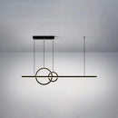 GobekUsa Minimalistic Acrylic LED Suspension Light for Dining Room - Linear and Ring Island Lamp in Black