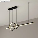 GobekUsa Minimalistic Acrylic LED Suspension Light for Dining Room - Linear and Ring Island Lamp in Black