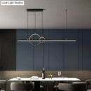 GobekUsa Minimalistic Acrylic LED Suspension Light for Dining Room - Linear and Ring Island Lamp in Black