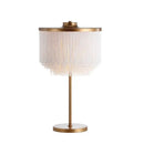 GobekUsa Minimalistic Brass Round LED Nightstand Lamp with Tassel Fringe