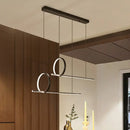GobekUsa Minimalistic Iron LED Island Light Fixture: Linear and Ring Design - Black Finish, 2-Head Hanging