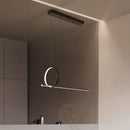 GobekUsa Minimalistic Iron LED Island Light Fixture: Linear and Ring Design - Black Finish, 2-Head Hanging