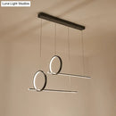 GobekUsa Minimalistic Iron LED Island Light Fixture: Linear and Ring Design - Black Finish, 2-Head Hanging