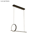 GobekUsa Minimalistic Iron LED Island Light Fixture: Linear and Ring Design - Black Finish, 2-Head Hanging