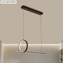 GobekUsa Minimalistic Iron LED Island Light Fixture: Linear and Ring Design - Black Finish, 2-Head Hanging
