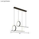 GobekUsa Minimalistic Iron LED Island Light Fixture: Linear and Ring Design - Black Finish, 2-Head Hanging