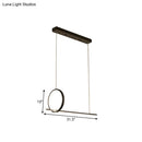 GobekUsa Minimalistic Iron LED Island Light Fixture: Linear and Ring Design - Black Finish, 2-Head Hanging