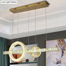 GobekUsa Minimalistic LED Pendant Lighting Fixture with Beveled Cut Crystal Linear and Ring Hanging Design - Clear