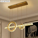 GobekUsa Minimalistic LED Pendant Lighting Fixture with Beveled Cut Crystal Linear and Ring Hanging Design - Clear