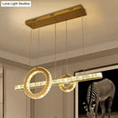 GobekUsa Minimalistic LED Pendant Lighting Fixture with Beveled Cut Crystal Linear and Ring Hanging Design - Clear