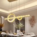 GobekUsa Minimalistic LED Pendant Lighting Fixture with Beveled Cut Crystal Linear and Ring Hanging Design - Clear