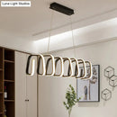 GobekUsa Minimalistic Metal LED Island Light Fixture in Black for Dining Room Ceilings