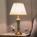 GobekUsa Modern 1-Bulb Green Nightstand Lamp with Empire Shade and Fabric Border