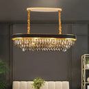 GobekUsa Modern 10-Light Beveled Crystal Island Pendant in Black & Gold for Dining Room