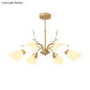 GobekUsa Modern 3/6 Bulbs Gold Hanging Chandelier with White Glass Shade