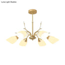 GobekUsa Modern 3/6 Bulbs Gold Hanging Chandelier with White Glass Shade