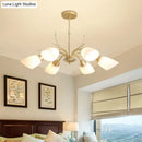 GobekUsa Modern 3/6 Bulbs Gold Hanging Chandelier with White Glass Shade