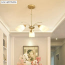 GobekUsa Modern 3/6 Bulbs Gold Hanging Chandelier with White Glass Shade