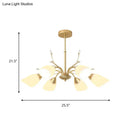 GobekUsa Modern 3/6 Bulbs Gold Hanging Chandelier with White Glass Shade