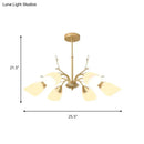 GobekUsa Modern 3/6 Bulbs Gold Hanging Chandelier with White Glass Shade