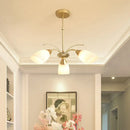 GobekUsa Modern 3/6 Bulbs Gold Hanging Chandelier with White Glass Shade