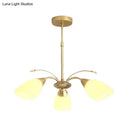 GobekUsa Modern 3/6 Bulbs Gold Hanging Chandelier with White Glass Shade