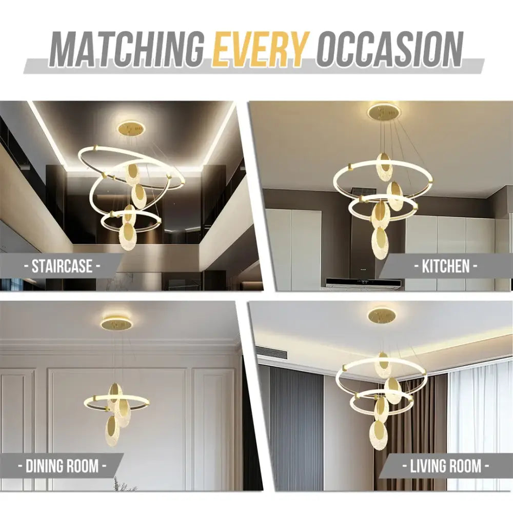 GobekUsa Modern 3-Layer LED Chandelier Pendant Light, photo 4 of 16