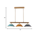 GobekUsa Modern 3-Light Island Pendant with Wood Accent in Blue, Grey, and Yellow Tones