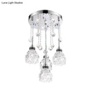 GobekUsa Modern 4-Head Crystal Shade Flower Ceiling Light Fixture - Chrome Finish Multi-Pendant