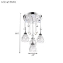 GobekUsa Modern 4-Head Crystal Shade Flower Ceiling Light Fixture - Chrome Finish Multi-Pendant