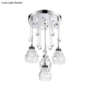 GobekUsa Modern 4-Head Crystal Shade Flower Ceiling Light Fixture - Chrome Finish Multi-Pendant
