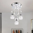 GobekUsa Modern 4-Head Crystal Shade Flower Ceiling Light Fixture - Chrome Finish Multi-Pendant