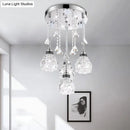 GobekUsa Modern 4-Head Crystal Shade Flower Ceiling Light Fixture - Chrome Finish Multi-Pendant