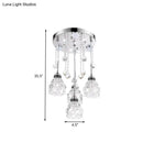 GobekUsa Modern 4-Head Crystal Shade Flower Ceiling Light Fixture - Chrome Finish Multi-Pendant